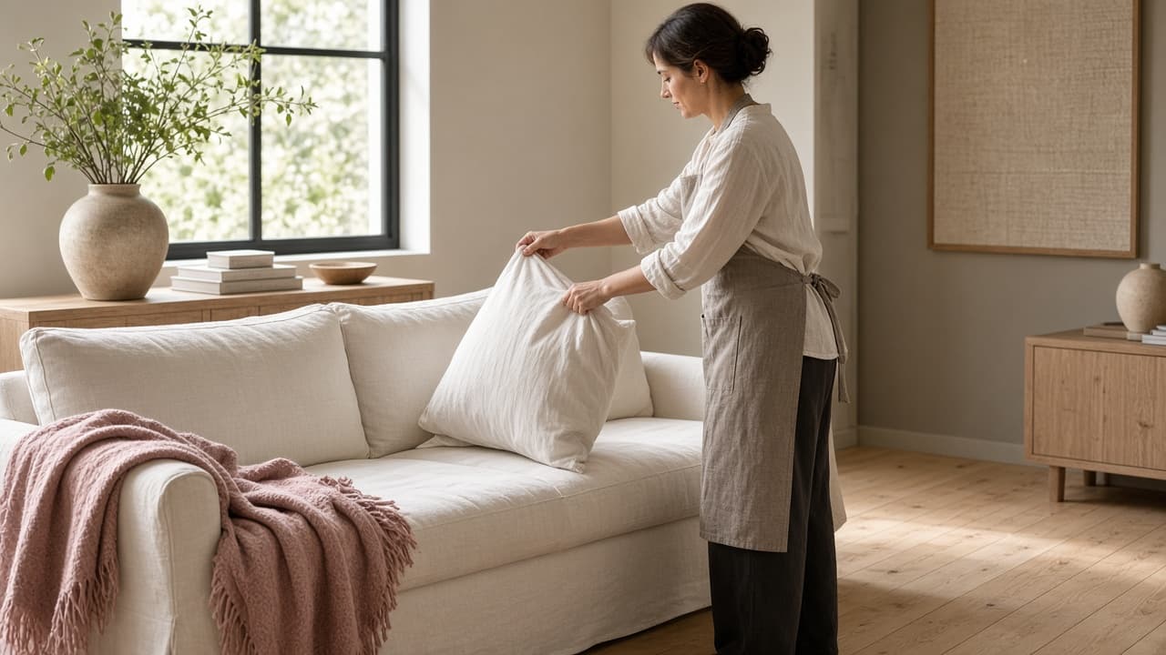 Sample photo of a bright living room being tidied