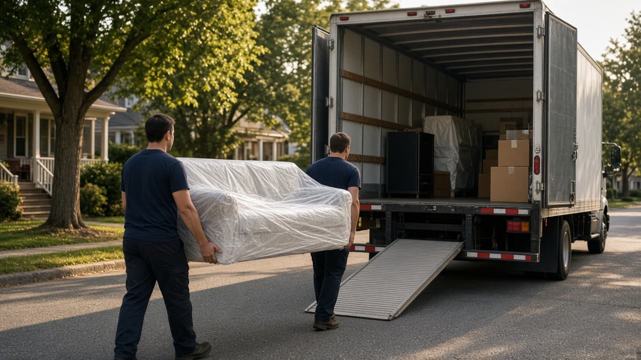 Sample photo of a moving crew loading a couch into a truck