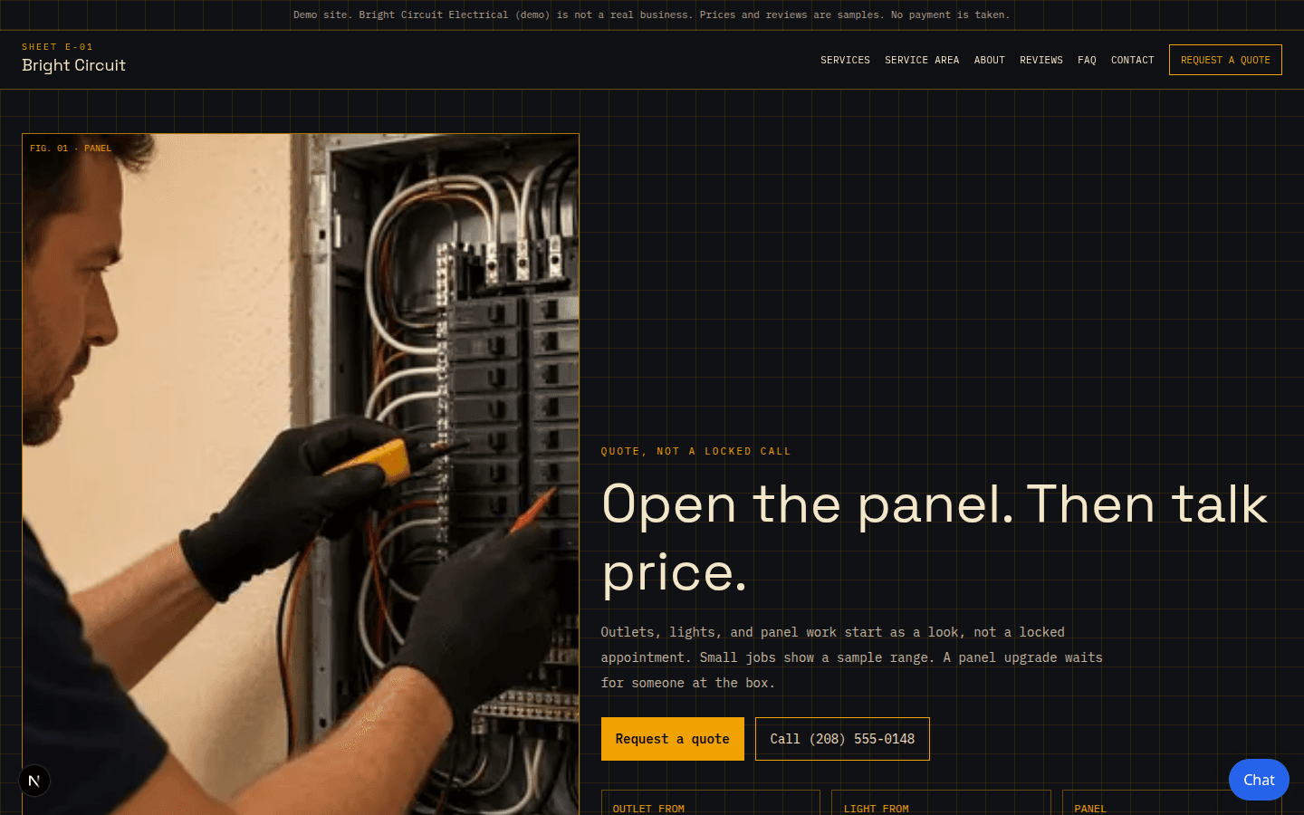 Bright Circuit Electrical (demo) home page
