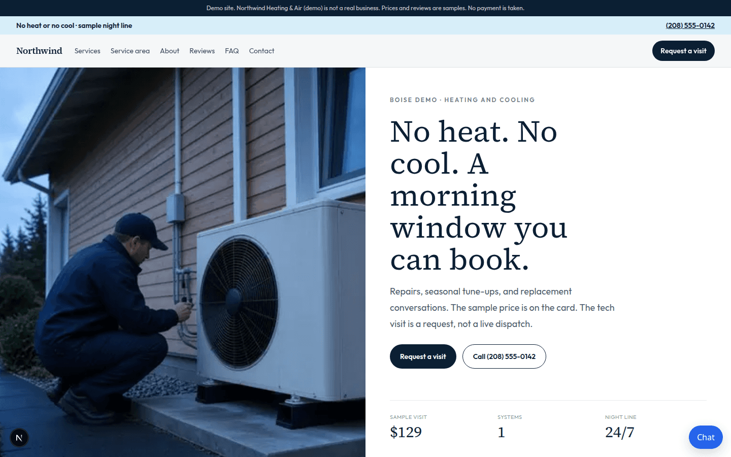 Northwind Heating & Air (demo) home page