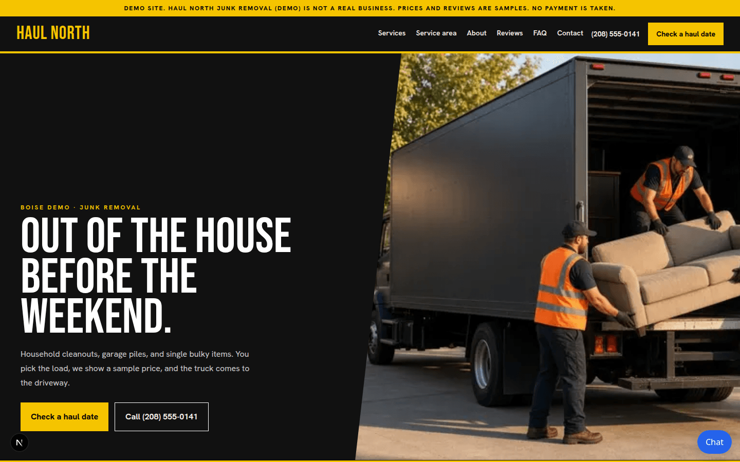 Haul North Junk Removal (demo) home page