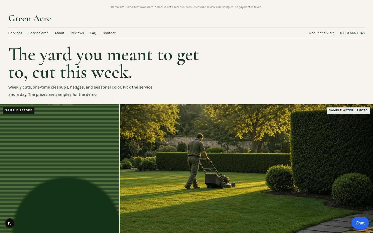 Green Acre Lawn Care (demo) home page