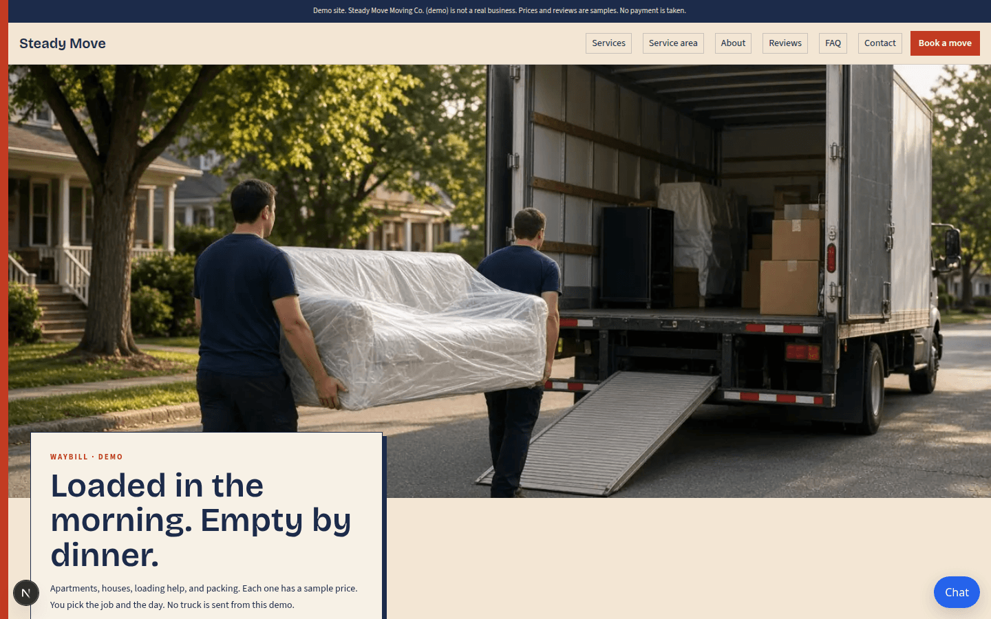 Steady Move Moving Co. (demo) home page
