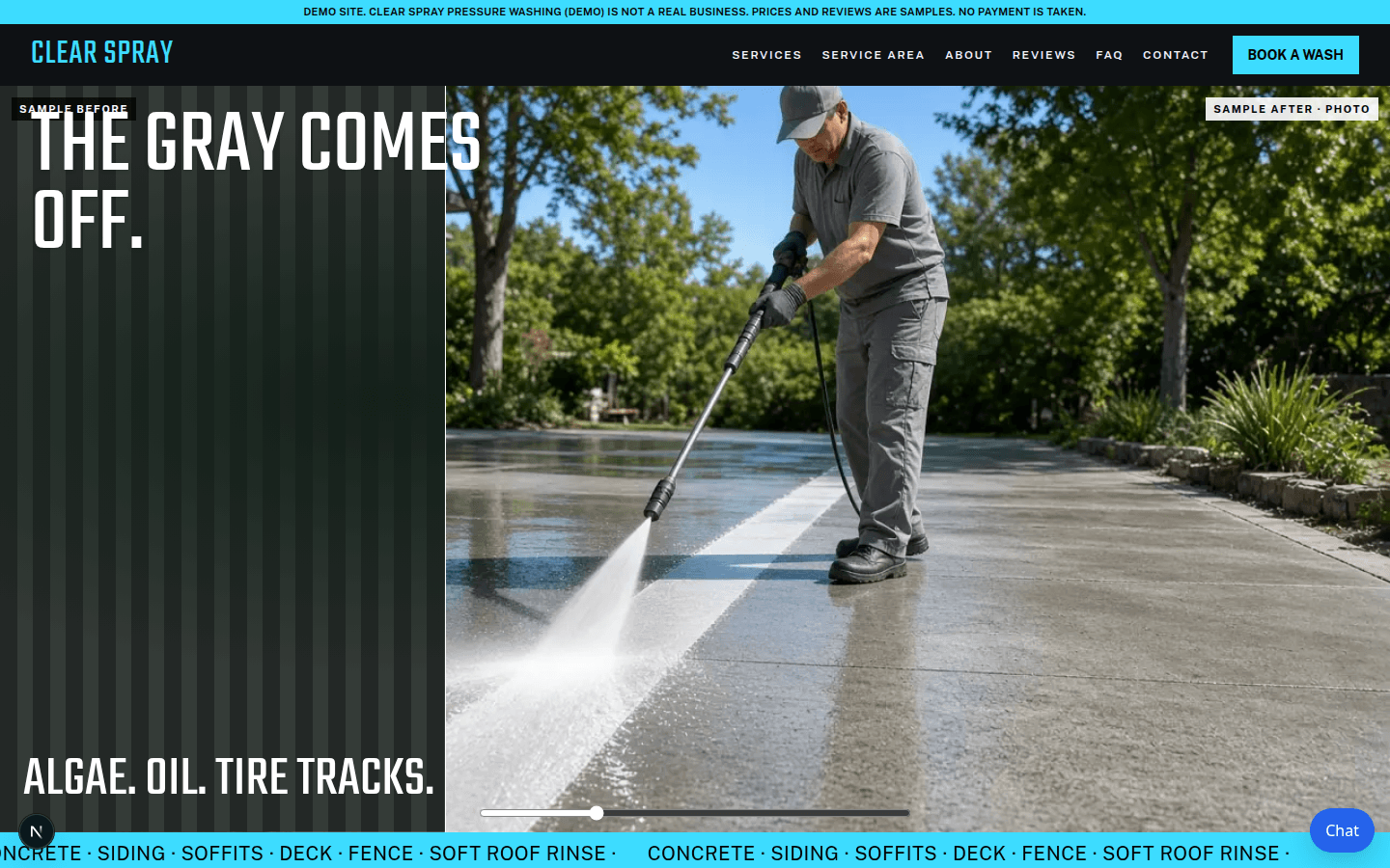 Clear Spray Pressure Washing (demo) home page